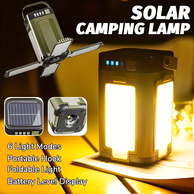 Outdoor Power Lights - Lampada Solare Portatile da Campeggio, Ricarica